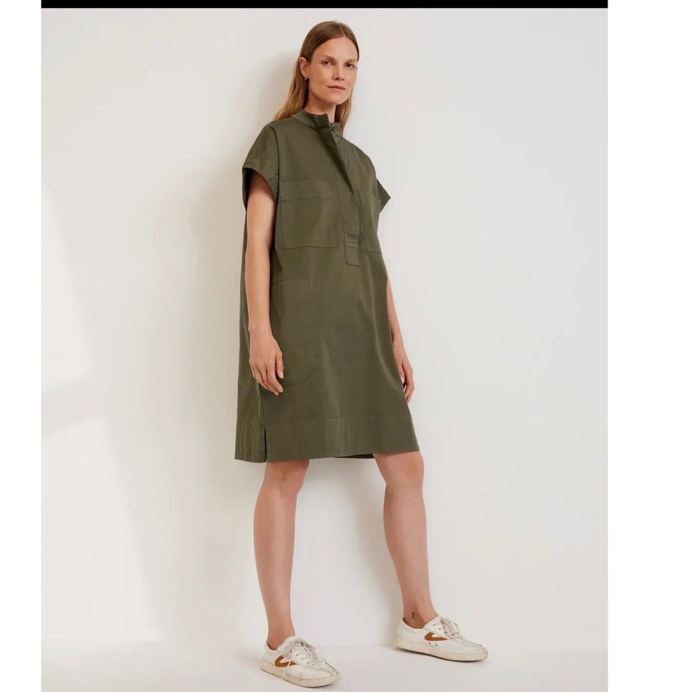 Everlane Safari Utility Dress Large Olive Organic Cotton Oversized safari core
